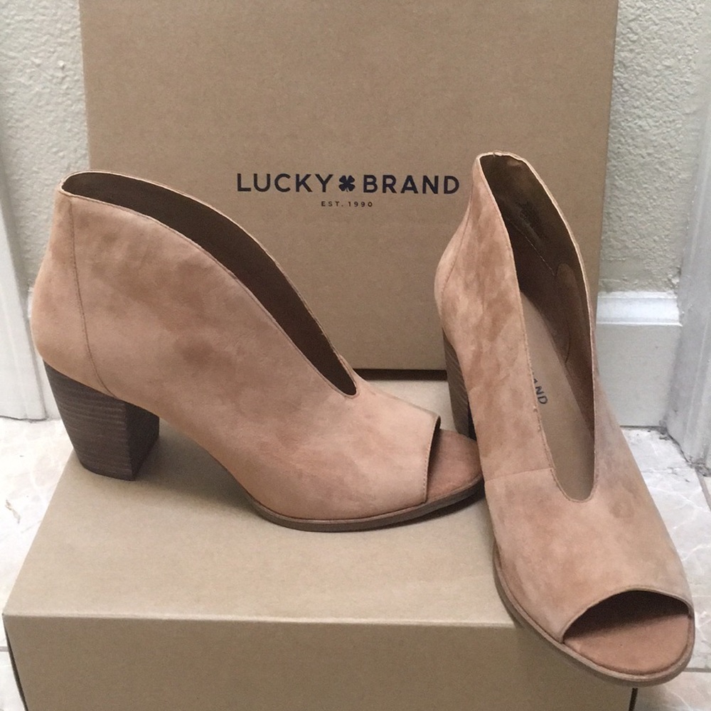 Brand New.  Lucky Brand Joal Heel Suede Booties.